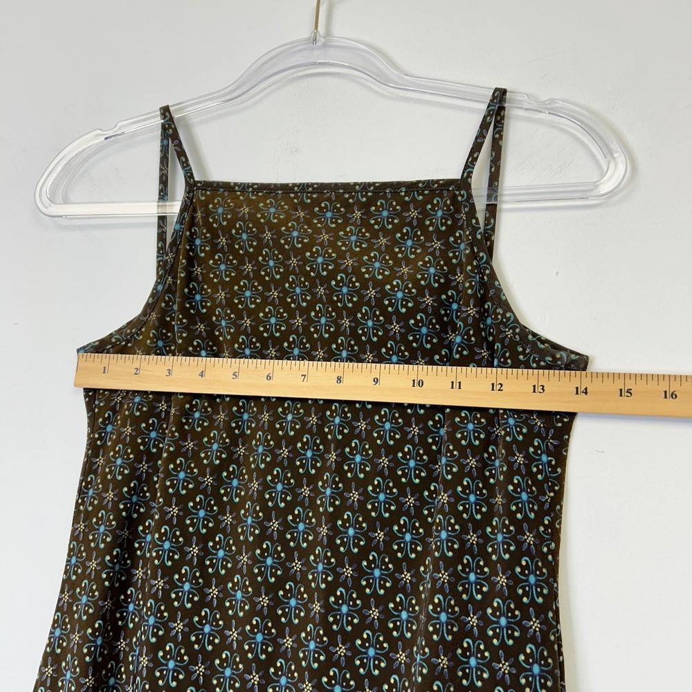Vintage Y2K Petite Sophisticate Brown Floral Maxi Dress Women's 0 Square Neck - Picture 5 of 9